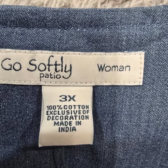Go Softly Patio Woman Denim House Dress Coat Lounge NEW NWT Size 3X Bird Houses - Picture 4 of 13